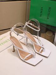 Bottega Veneta Women's White Barely There Leather Sandal - 1