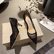 Jimmy Choo - Black Glitter Fabric Pumps with Ivory Tulle Overlay 65MM - 1