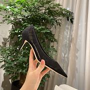 Jimmy Choo - Black Glitter Fabric Pumps with Ivory Tulle Overlay 65MM - 5