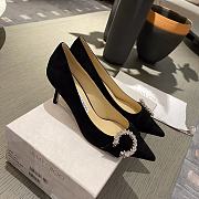 Jimmy Choo - Black Suede Pumps with Crystal Embellishment - 65MM - 5