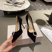 Jimmy Choo - Black Suede Pumps with Crystal Embellishment - 85MM - 1