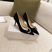 Jimmy Choo - Black Suede Pumps with Crystal Embellishment - 85MM - 6