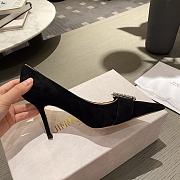 Jimmy Choo - Black Suede Pumps with Crystal Embellishment - 85MM - 5