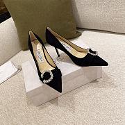 Jimmy Choo - Black Suede Pumps with Crystal Embellishment - 85MM - 2