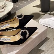 Jimmy Choo - Black Suede Pumps with Crystal Embellishment - 85MM - 4