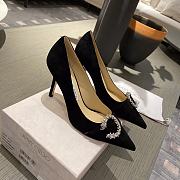 Jimmy Choo - Black Suede Pumps with Crystal Embellishment - 85MM - 3