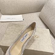 Jimmy Choo - Metallic Silver Glitter Fabric Pumps with Ivory Tulle Overlay 65MM - 5