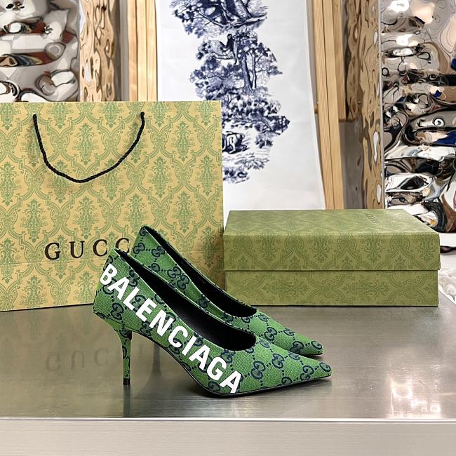 Gucci x Balenciaga The Hacker Project Square Knife pump Green - 1