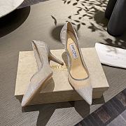 Jimmy Choo - Metallic Silver Glitter Fabric Pumps with Ivory Tulle Overlay 85MM - 1