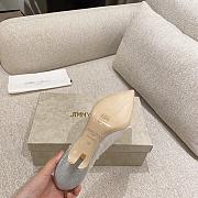 Jimmy Choo - Metallic Silver Glitter Fabric Pumps with Ivory Tulle Overlay 85MM - 6