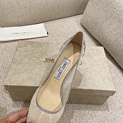 Jimmy Choo - Metallic Silver Glitter Fabric Pumps with Ivory Tulle Overlay 85MM - 5