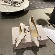 Jimmy Choo - White Suede Pumps with Crystal Embellishment - 65MM - 1