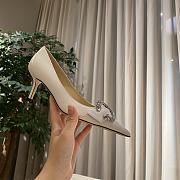 Jimmy Choo - White Suede Pumps with Crystal Embellishment - 65MM - 5