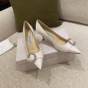 Jimmy Choo - White Suede Pumps with Crystal Embellishment - 65MM - 4