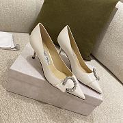 Jimmy Choo - White Suede Pumps with Crystal Embellishment - 65MM - 3