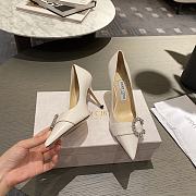 Jimmy Choo - White Suede Pumps with Crystal Embellishment - 85MM - 1