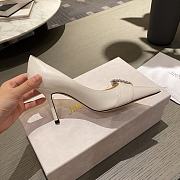 Jimmy Choo - White Suede Pumps with Crystal Embellishment - 85MM - 6