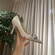 Jimmy Choo - White Suede Pumps with Crystal Embellishment - 85MM - 4