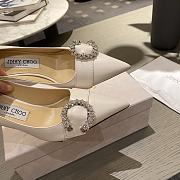 Jimmy Choo - White Suede Pumps with Crystal Embellishment - 85MM - 2