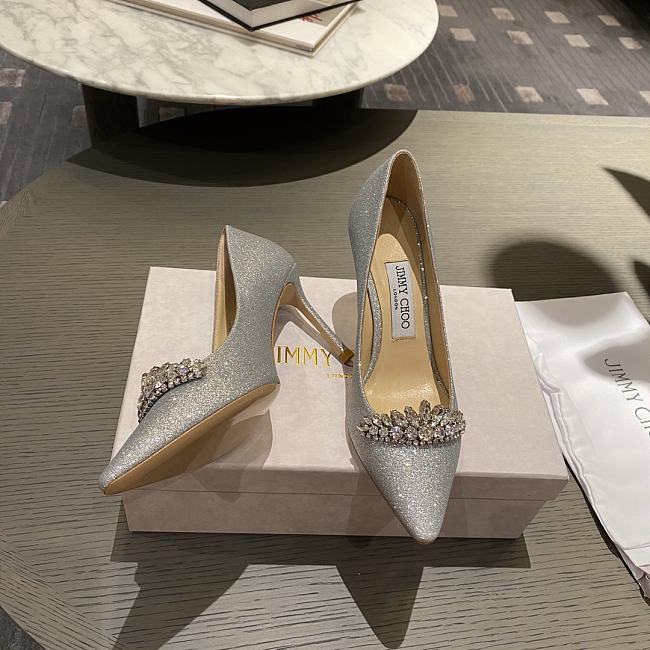 Jimmy Choo Silver Crystal Love 100 Heels - 85MM - 1