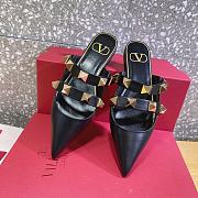 ROMAN STUD FLAT MULE IN CALFSKIN BLACK - 2