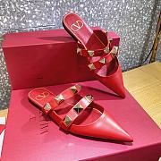 ROMAN STUD FLAT MULE IN CALFSKIN ROSSO VALENTINO - 4