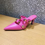 ROMAN STUD MULE IN CALFSKIN PINK 65 MM - 3