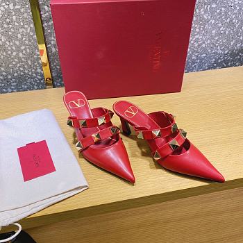 ROMAN STUD MULE IN CALFSKIN ROSSO VALENTINO 65 MM