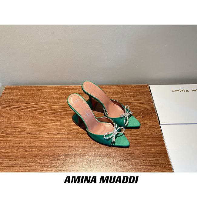 Amina Muaddi Green Begum Sling Heels - 1