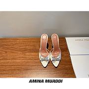 Amina Muaddi White Peplum Sling Heels - 5