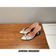 Amina Muaddi White Peplum Sling Heels - 4