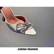 Amina Muaddi White Peplum Sling Heels - 3