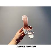 Amina Muaddi White Peplum Sling Heels - 2