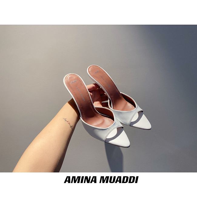 Amina Muaddi White Sling Heels - 1