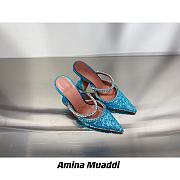 AMINA MUADDI Gilda Blue Satin Slipper - 1