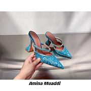 AMINA MUADDI Gilda Blue Satin Slipper - 6