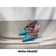 AMINA MUADDI Gilda Blue Satin Slipper - 4