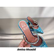 AMINA MUADDI Gilda Blue Satin Slipper - 2