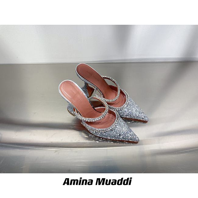 AMINA MUADDI Gilda White Crystal Slide Sandals - 1