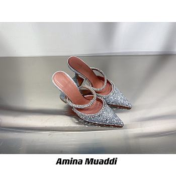 AMINA MUADDI Gilda White Crystal Slide Sandals