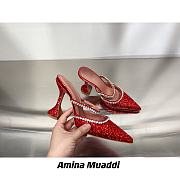 AMINA MUADDI Gilda Red Crystal Slide Sandals - 6