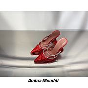 AMINA MUADDI Gilda Red Crystal Slide Sandals - 5