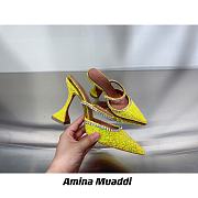 AMINA MUADDI Gilda Yellow Crystal Slide Sandals - 6