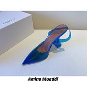 AMINA MUADDI Blue See-Through Slingback Bow Pumps - 2