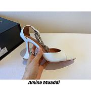 Amina Muaddi White & Gold Henson Heeled Sandals - 1