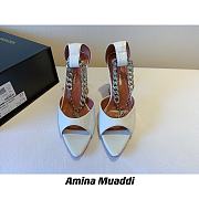 Amina Muaddi White & Gold Henson Heeled Sandals - 6