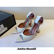 Amina Muaddi White & Gold Henson Heeled Sandals - 4