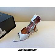 Amina Muaddi White & Gold Henson Heeled Sandals - 2