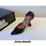 Amina Muaddi Black & Silver Henson Heeled Sandals - 5