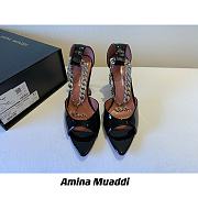 Amina Muaddi Black & Silver Henson Heeled Sandals - 4